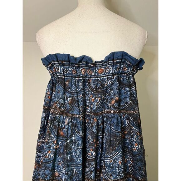 Women’s Free People Blue Smocked Maxi Dress L - Picture 6 of 13